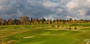 Budowa pola golfowego / galeria pól golfowych - widok na dołki i greeny dołków na polu golfowym Krakow Valley Golf & Country Club.